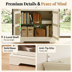 31.5"Storage Cabinet with Glass Doors, Drawers and Power Outlet