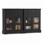 31.5"Storage Cabinet with Glass Doors, Drawers and Power Outlet