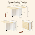 Topfurny 51 Inch Folding Dining Table with Wheels and Storage