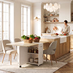 Topfurny 51 Inch Folding Dining Table with Wheels and Storage