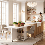 Topfurny 51 Inch Folding Dining Table with Wheels and Storage
