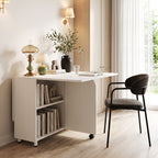 Topfurny 51 Inch Folding Dining Table with Wheels and Storage